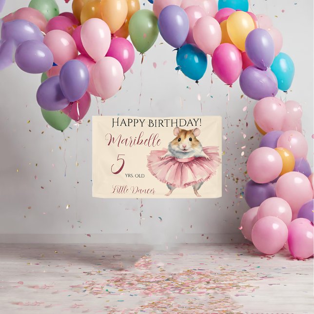 Ballerina Hamster Girls Personalized Birthday  Banner (Creator Uploaded)
