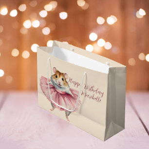 Ballerina Hamster Girls Personalized Birthday Large Gift Bag