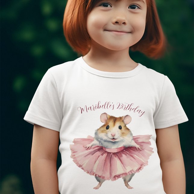 Ballerina Hamster Girls Personalized Birthday  T-Shirt (Creator Uploaded)