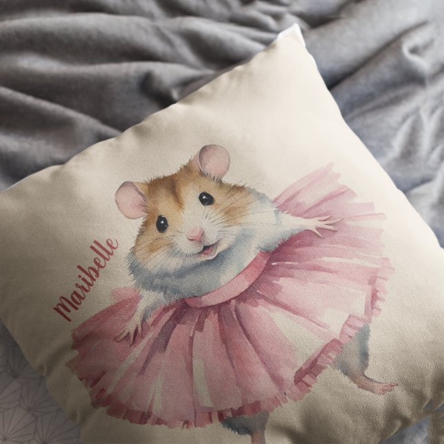 Ballerina Hamster Girls Personalized Throw Pillow (Creator Uploaded)