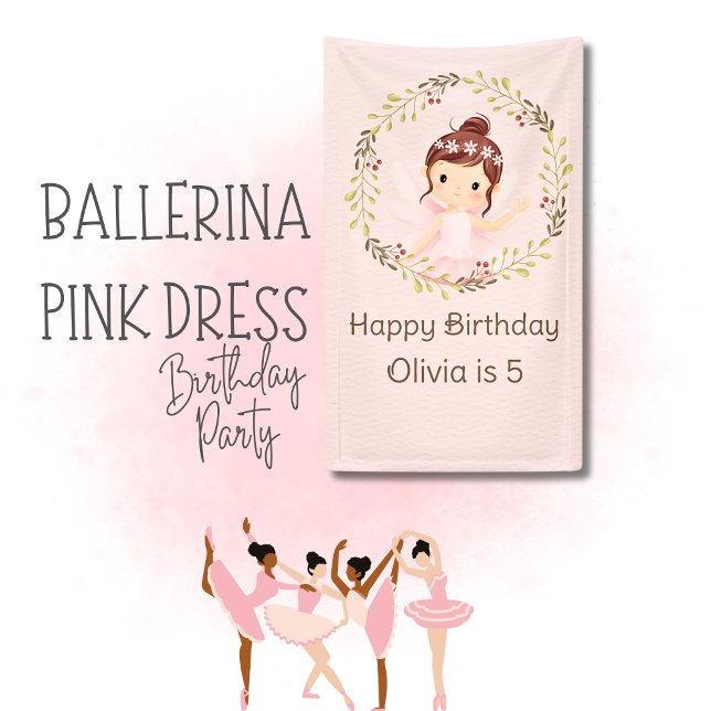 Ballerina Happy 5th Birthday Pink Party Banner (Creator Uploaded)