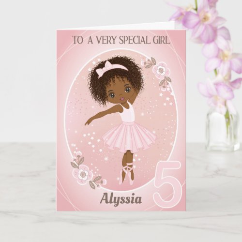 Ballerina Happy Birthday Card  5 Years Old Girl 