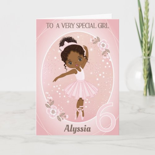 Ballerina Happy Birthday Card  6 Years Old Girl 