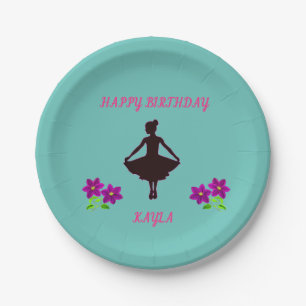 Ballerina Happy Birthday Floral Paper Plates