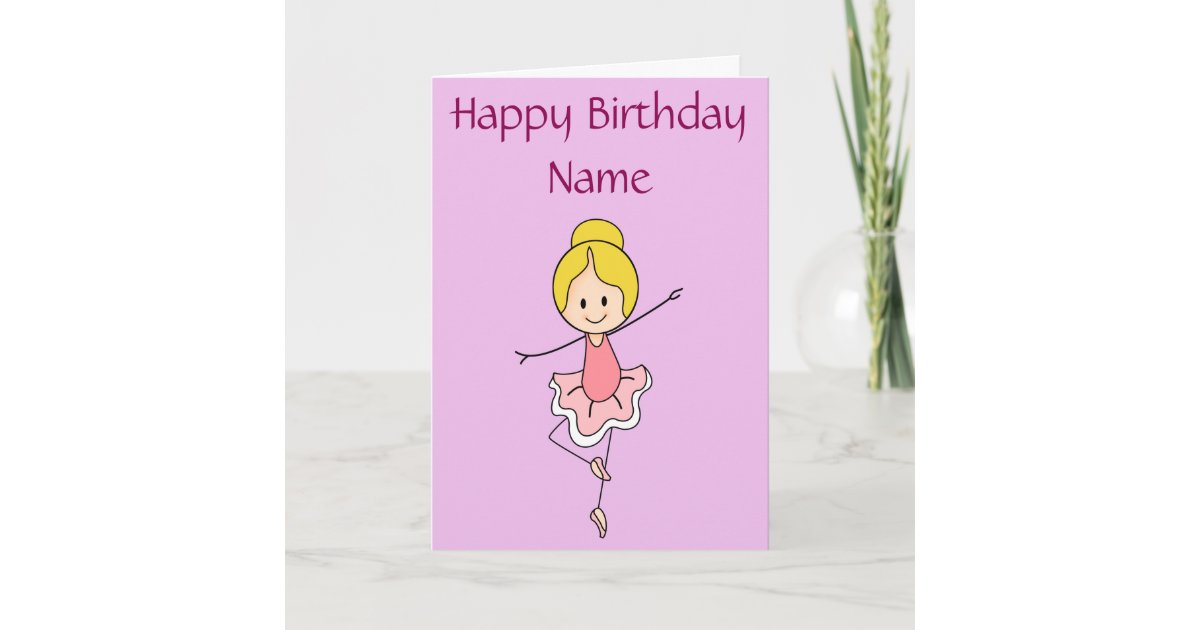 Ballerina Happy Birthday Personalized Card | Zazzle