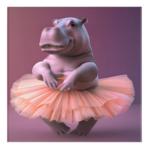 Ballerina Hippo  Acrylic Print