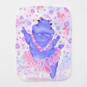 Ballerina Hippo Baby Burp Cloth