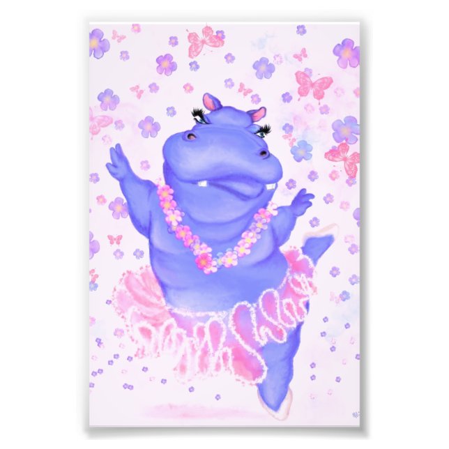 Ballerina Hippo Ballet Dancer Funny Paper Print (Front)