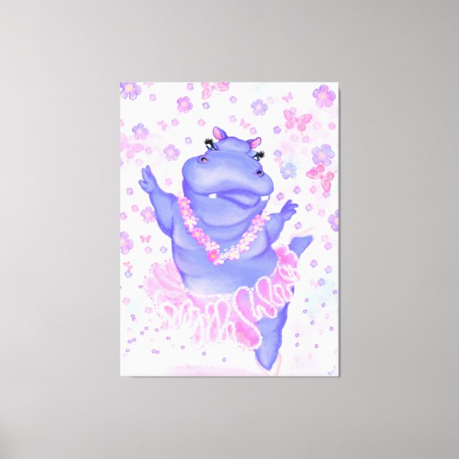 Ballerina Hippo Canvas Print Ballet Dancer (Front)