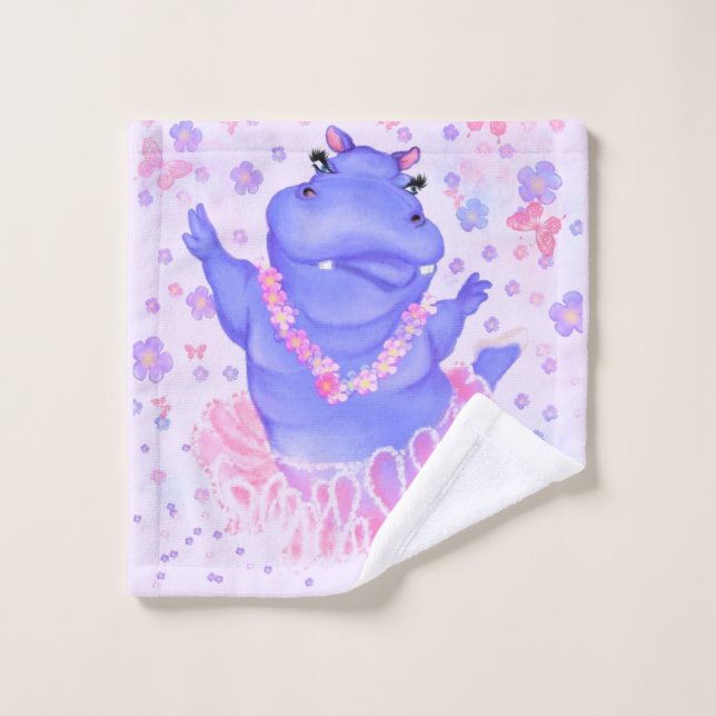 Ballerina Hippo Funny Bath Towels Ballet Dancer (Wash Cloth)