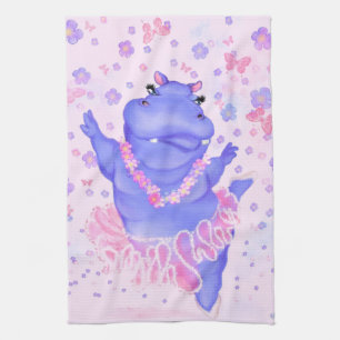 Ballerina Hippo Funny Kitchen Towel Ballet Dancer