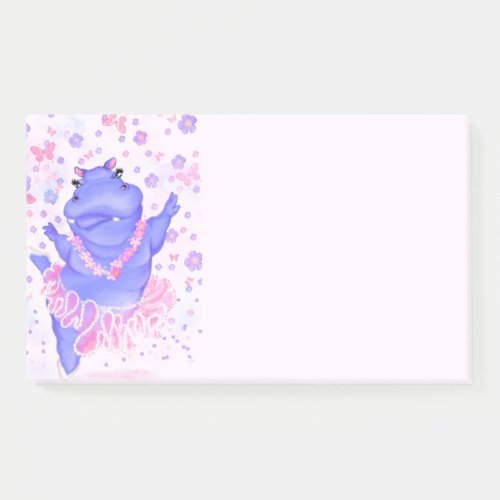 Ballerina Hippo Funny Post it Notes Ballet Dancer