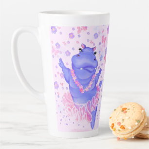 Ballerina Hippo Latte Mug Happy Ballet Dancer
