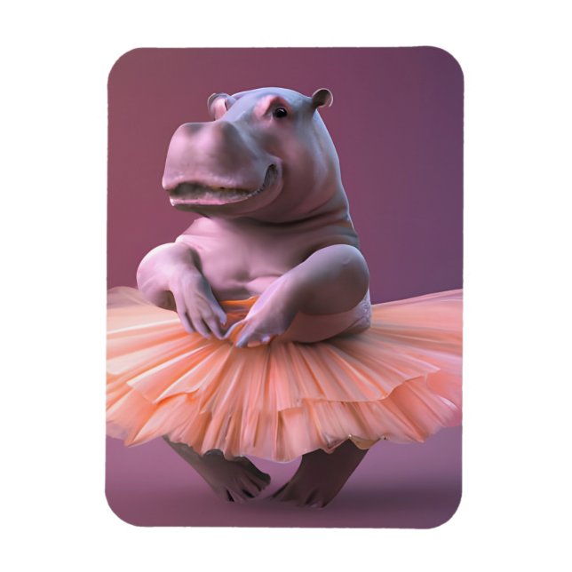 Ballerina Hippo Magnet (Vertical)