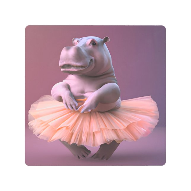 Ballerina Hippo Metal Print (Front)