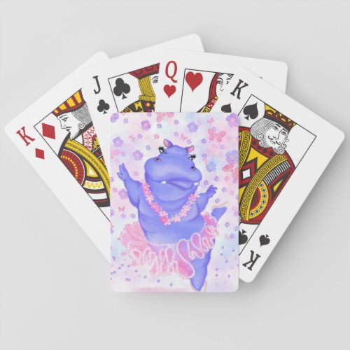 Ballerina Hippo Playing Cards Happy Ballet Dancer