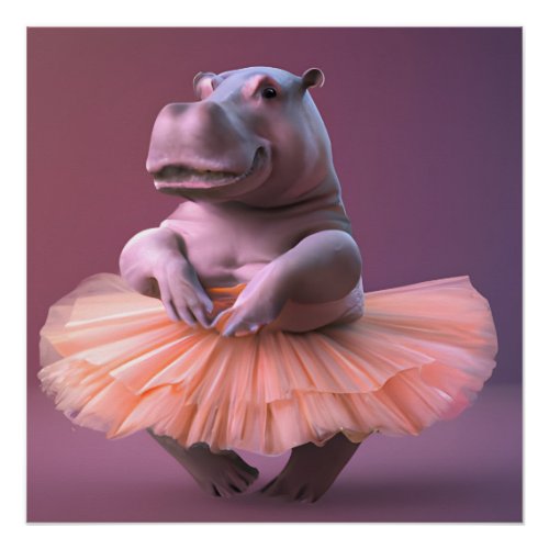 Ballerina Hippo Poster