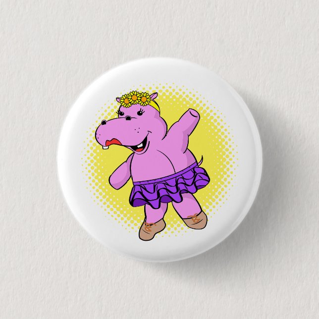 Ballerina Hippo With Tutu Button (Front)