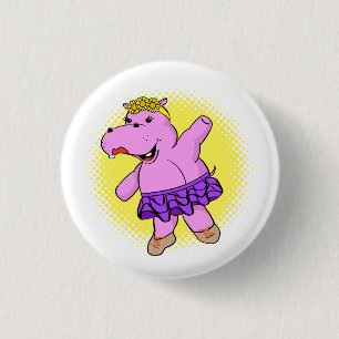 Ballerina Hippo With Tutu Button