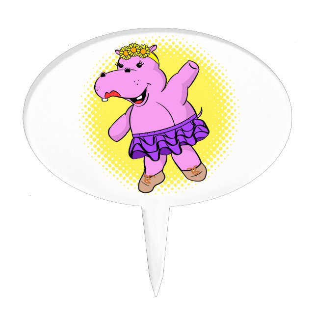 Ballerina Hippo With Tutu Cake Topper (Front)
