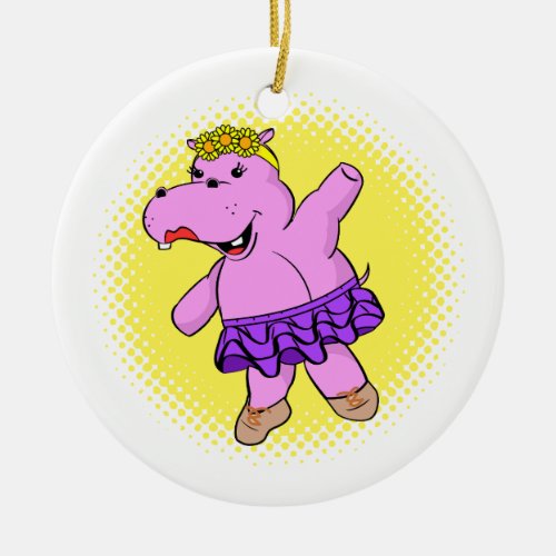 Ballerina Hippo With Tutu Ceramic Ornament