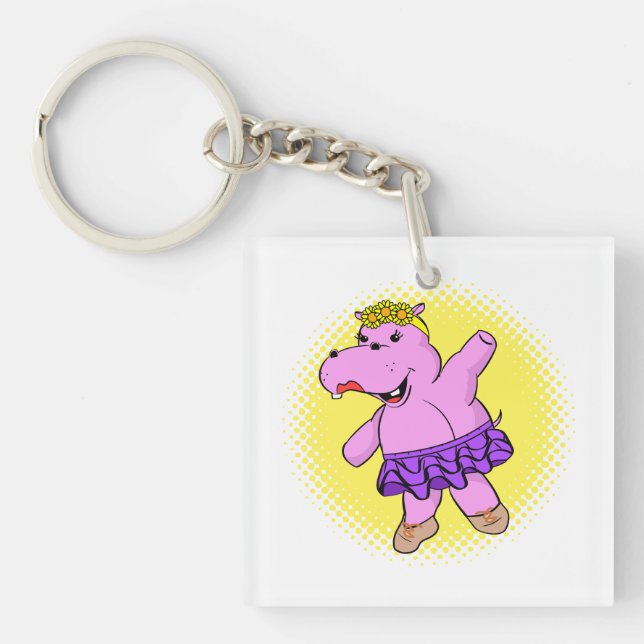 Ballerina Hippo With Tutu Keychain (Front)