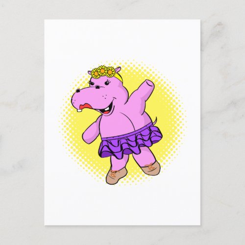 Ballerina Hippo With Tutu Postcard