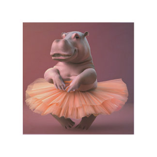 Ballerina Hippo Wood Wall Art