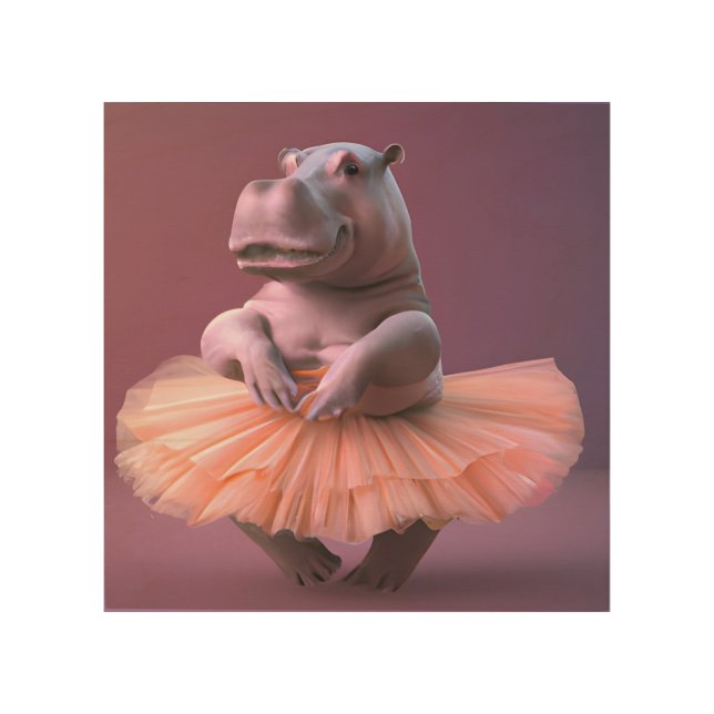 Ballerina Hippo Wood Wall Art (Front)