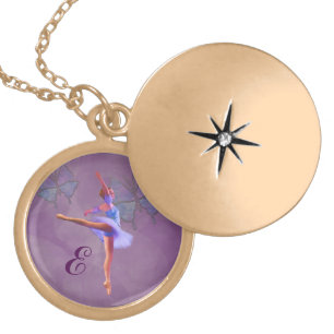 Ballerina in Arabesque Position, Monogram Locket Necklace