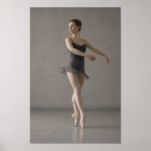 Ballerina in Black Dress En Pointe Dance Wall Art