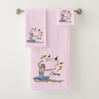 Ballerina in Blue on Pink Personal Name 
