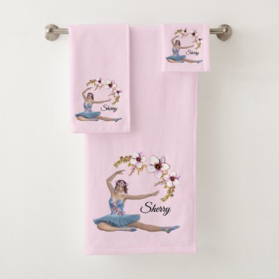 Ballerina in Blue on Pink Personal Name 
