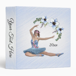 Ballerina in Blue Personal Name 3 Ring Binder