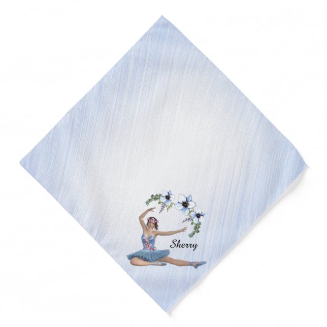 Ballerina in Blue Personal Name Bandana (Front)