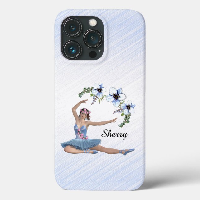 Ballerina in Blue Personal Name Case-Mate iPhone Case (Back)