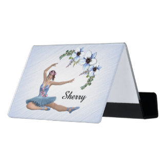 Ballerina in Blue Personal Name Desk Business Card Holder