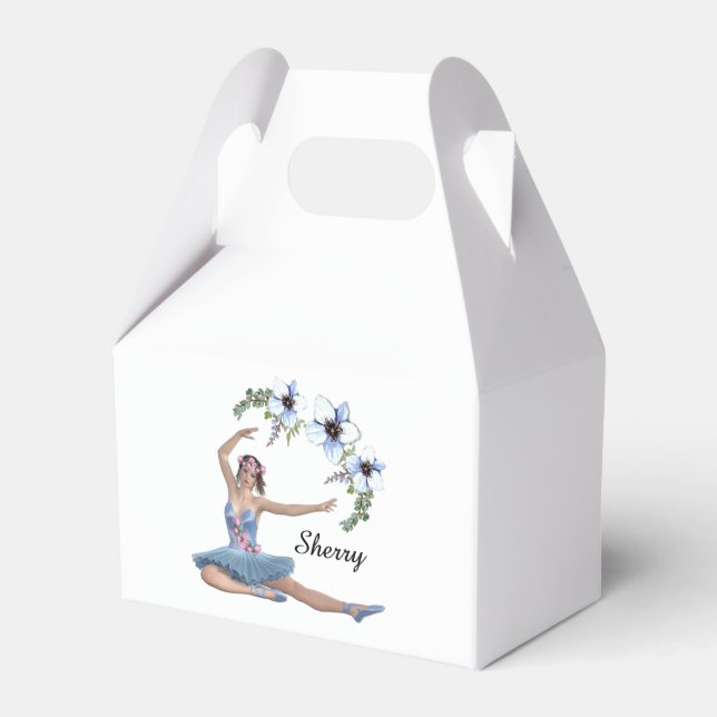Ballerina in Blue Personal Name  Favor Boxes (Front Side)