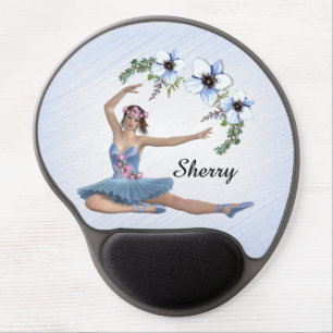 Ballerina in Blue Personal Name Gel Mouse Pad