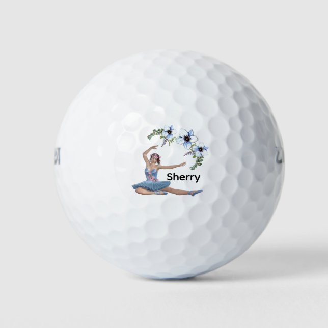 Ballerina in Blue Personal Name Golf Balls (Front)