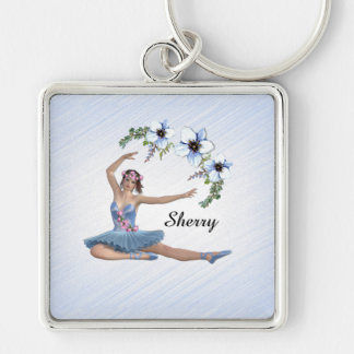 Ballerina in Blue Personal Name Keychain