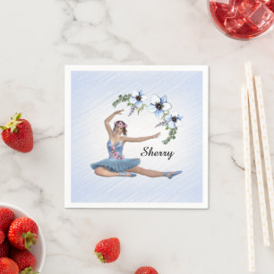 Ballerina in Blue Personal Name Napkins
