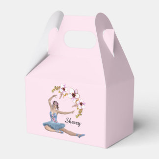 Ballerina in Blue Personal Name on Pink Favor Boxes