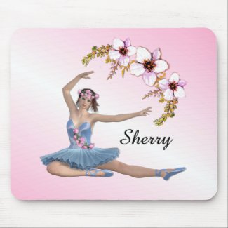 Ballerina in Blue Personal Name on Pink