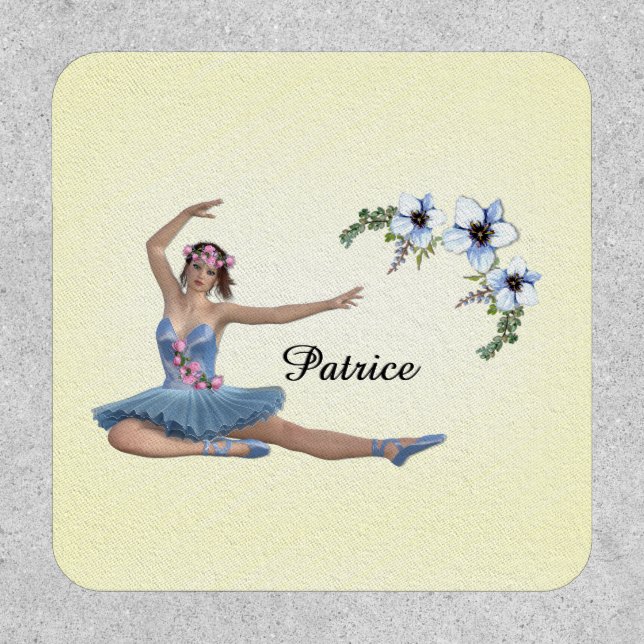 Ballerina in Blue Personal Name on Yellow Patch (Front)