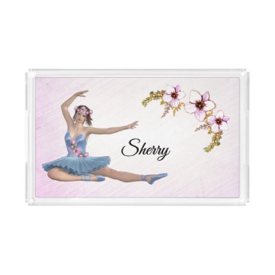 Ballerina in Blue Personal Name Pink