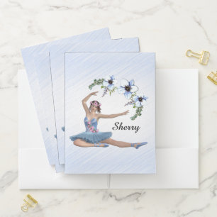 Ballerina in Blue Personal Name Pocket Folder