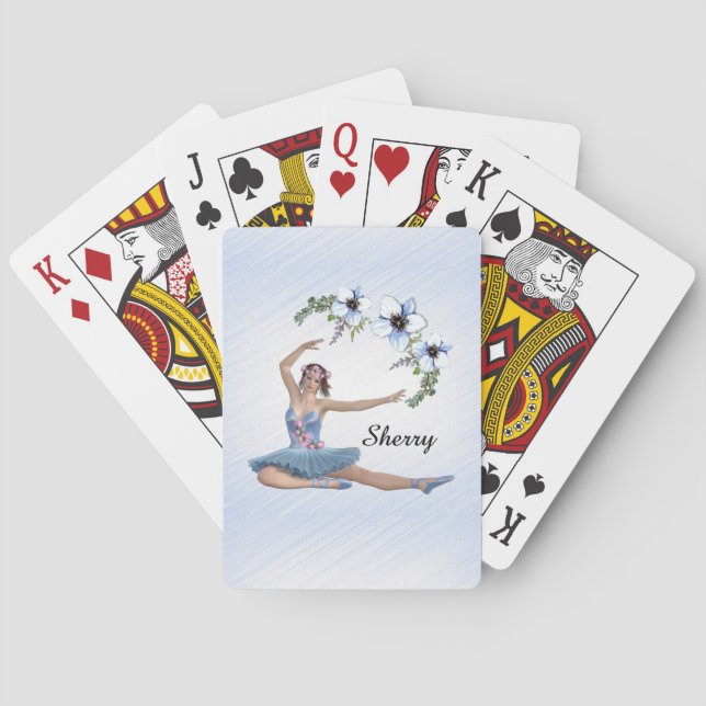 Ballerina in Blue Personal Name Poker Cards (Back)