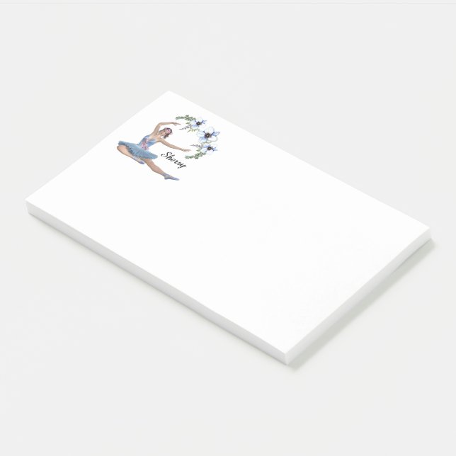 Ballerina in Blue Personal Name Post-it Notes (Angled)