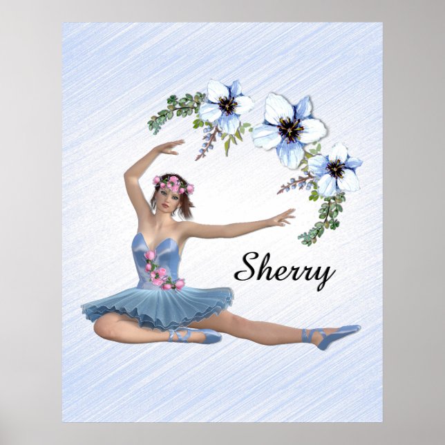 Ballerina in Blue Personal Name  Poster (Front)